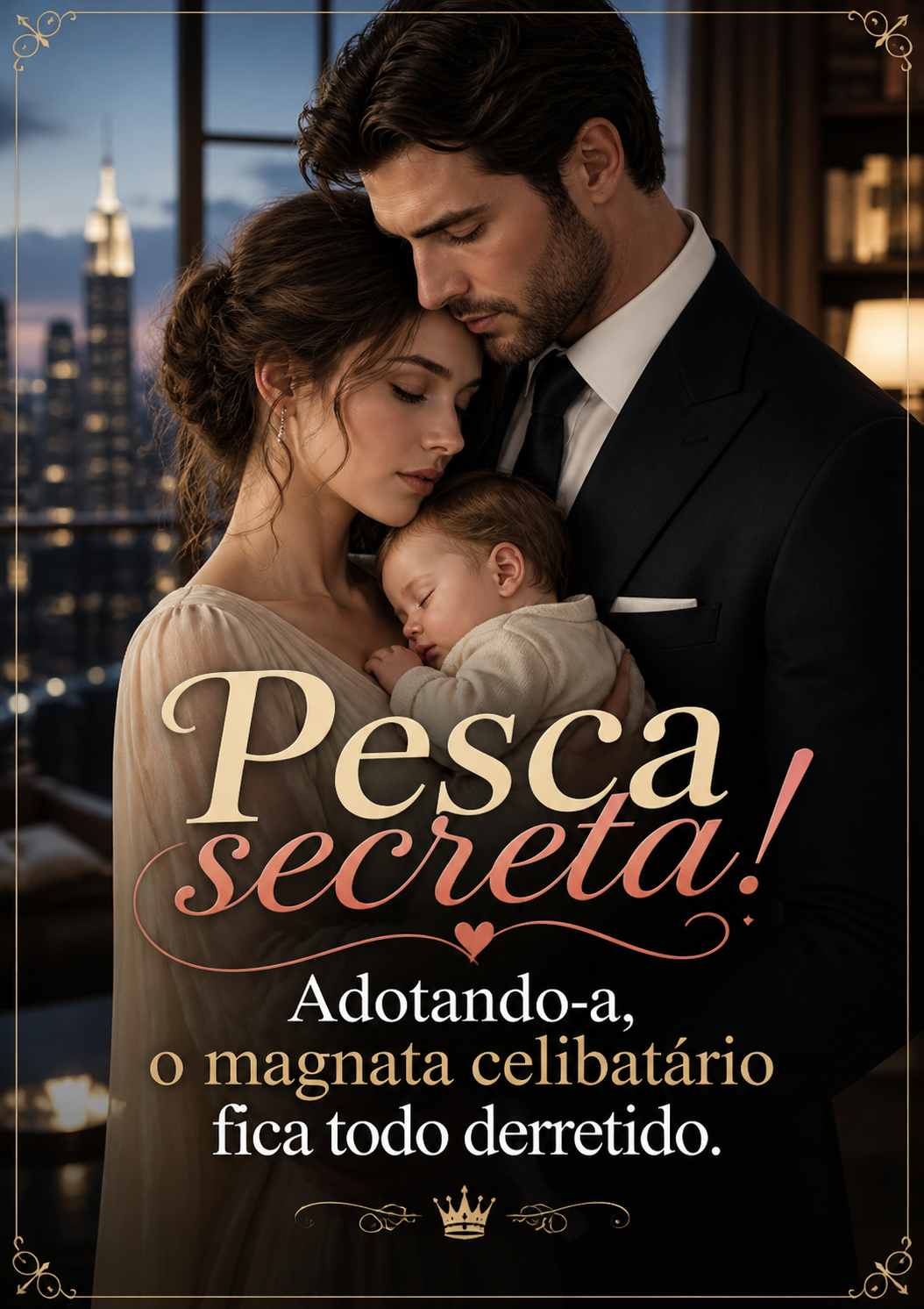 Pesca secreta! Adotando-a, o magnata celibatário fica todo derretido.